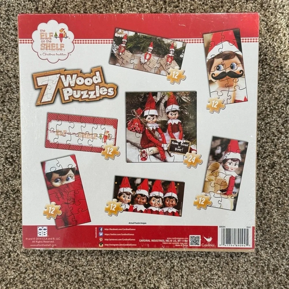 ELF on a SHELF 7 Wood Puzzles in a Storage Box Set! NEW rare! Grab this treasure